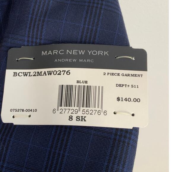 Marc New York Plaid‎ Navy Blazer NWT size 8SK - Picture 3 of 4
